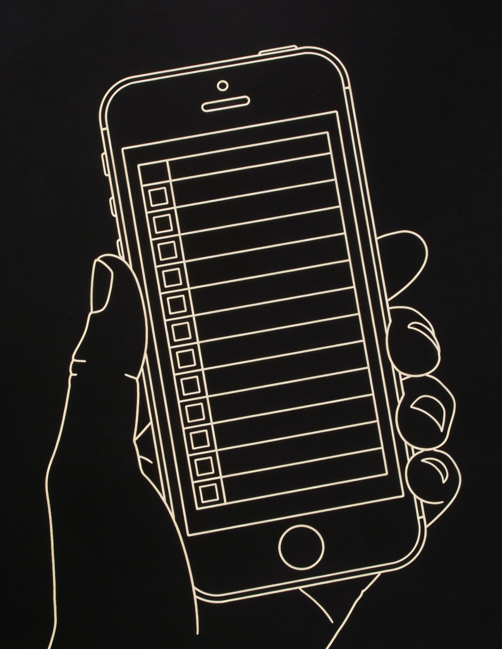 Ilustração de celular exibindo uma tabela de jogos